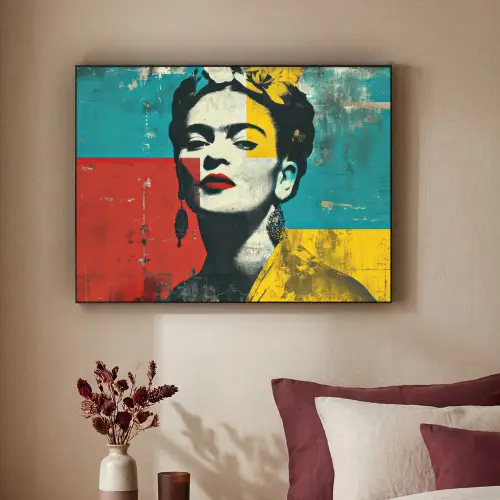 Bloemen - Felle kleuren - Grafisch - Modern Textielframe zwart klein -sfeer1