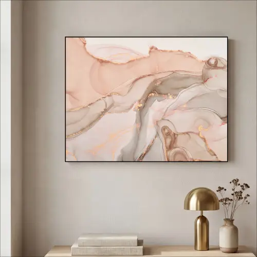 Marmer - Roze - Rosé Textielframe zwart klein -sfeer2