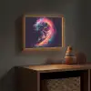 Astronaut - Ruimte - Surfen - Kleurrijk Light Box met batterij (Wandlamp kind) middel -sfeer5_kind