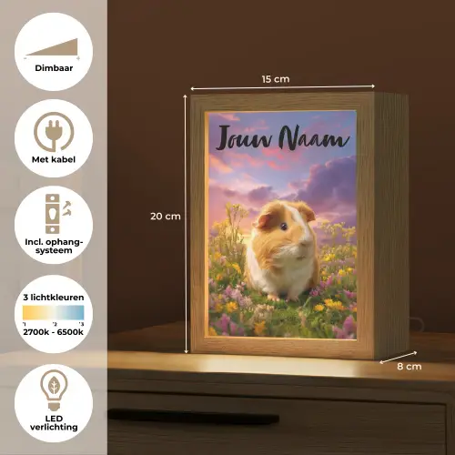 Cavia - Kleurrijk - Bloemen Light Box met kabel (Kinderlampje) klein -USP_NL