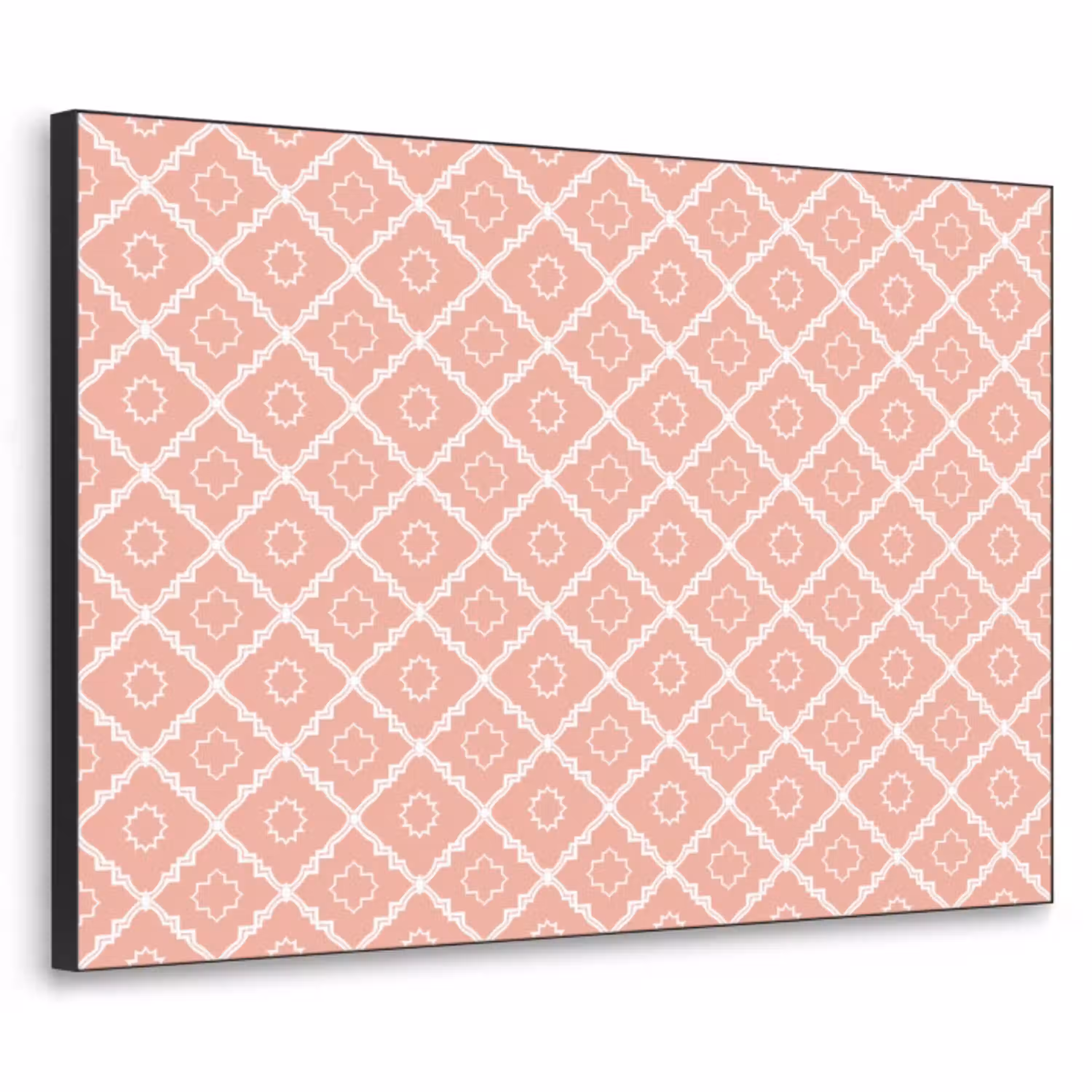 Zalmroze - Geometrisch - Elegant - Patroon Textielframe zwart klein 947 -3d