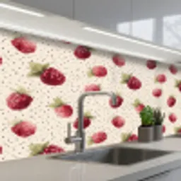 Framboos - Stippen - Rood keuken achterwand 2 middel 871 -3d_schuin