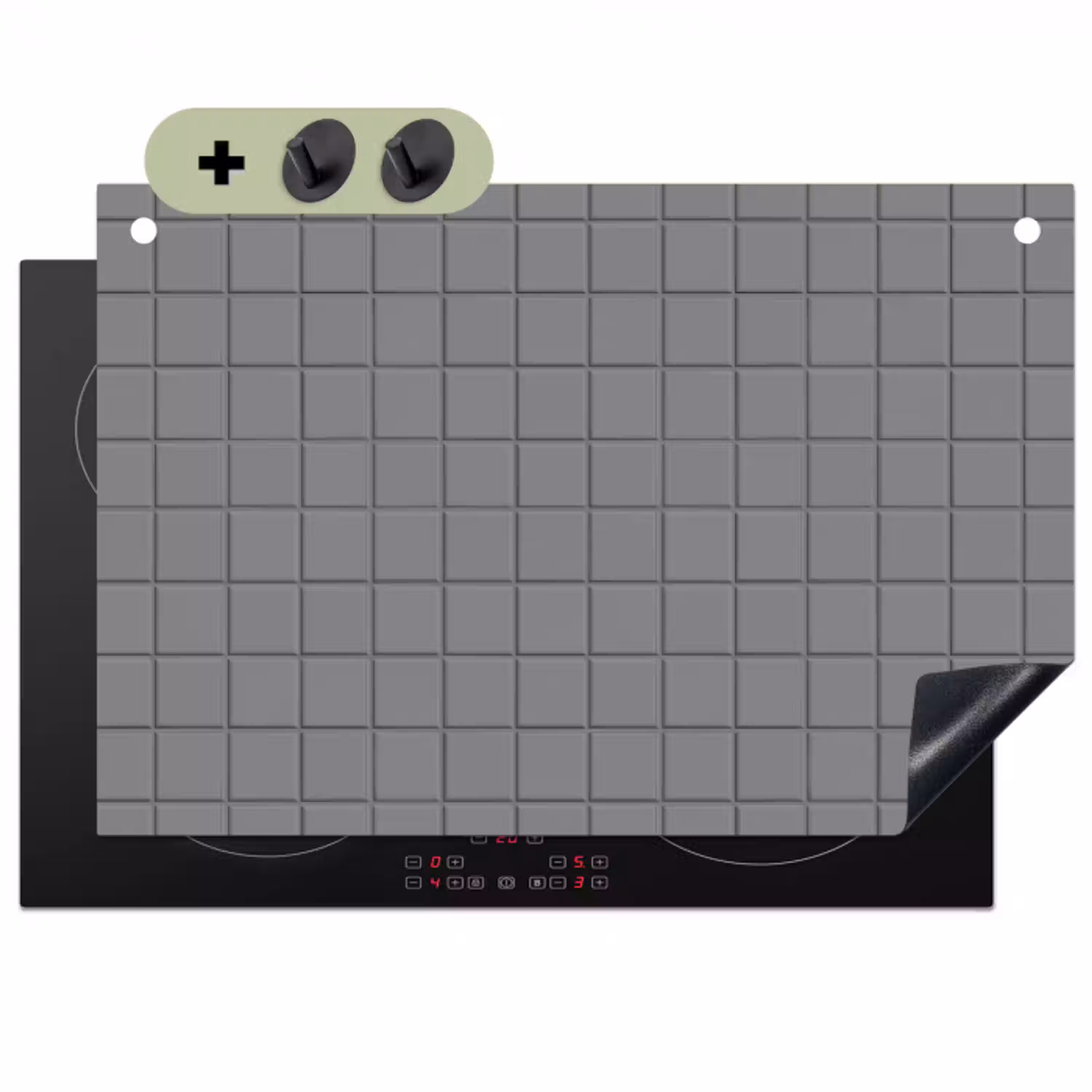 Modern - Patroon - Grijs Inductie beschemer met haakjes klein 777 -3d