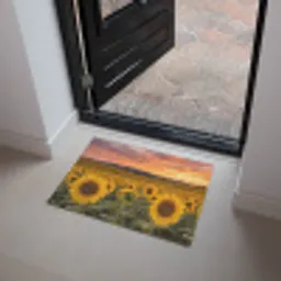 Zonnebloemen - Heuvellandschap - Geel Deurmat klein -sfeer5