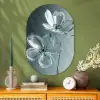 Kristal - Bloemen - Grijs Wandcirkel Ovaal Glas middel -sfeer2