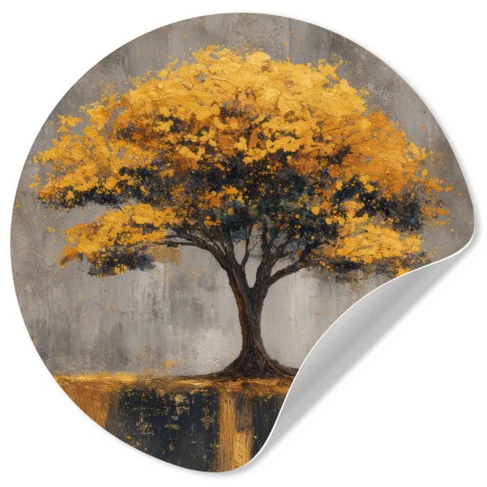 Boom - Bladeren - Goud - Abstract Wandcirkel behangsticker klein -3d
