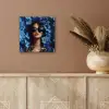 Vrouw - Blauw - Bloemen - Vlinders - Natuur aluminium wit klein -sfeer4