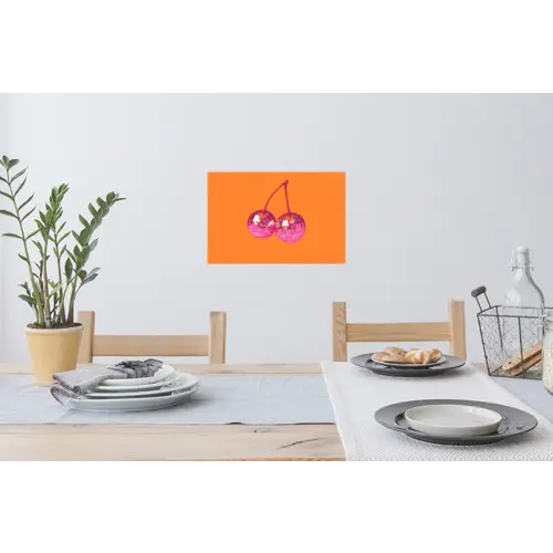 Discoballen - Kers - Spiegels - Roze Muursticker klein -eettafel