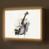 Viool - Oranje - Zwart - Penseelstreken Light Box met batterij (Wandlamp) middel -z3d_website