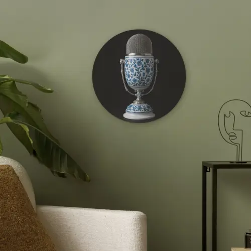 Microfoon - Delfts blauw - Muziek Akoestische PET Vilt - Rond klein -sfeer2