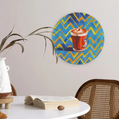 Mok - Koffie - Zigzag - Slagroom Wandcirkel plexiglas klein -sfeer4