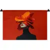 Oranje - Hoed - Vrouw Wandkleed katoen klein -zz3d