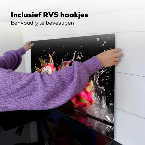 Drakenfruit - Zwart - Water - Vrucht - Fruit Inductie beschemer met haakjes middel -ky-ophangen-nl