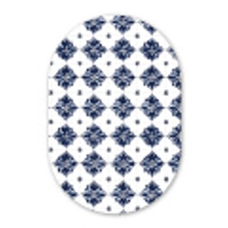 Tegelmotief - Blauw - Wit - Bloem Wandcirkel Ovaal Aluminium middel 839 -3d