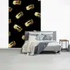 Macarons - Patroon - Goud - Zwart fotobehang vinyl groot -slaapkamer
