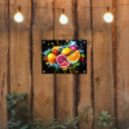 Fruit - Graffiti - Kleurrijk - Sinaasappel - Aardbei - Abstract tuinposter los doek klein -sfeer1