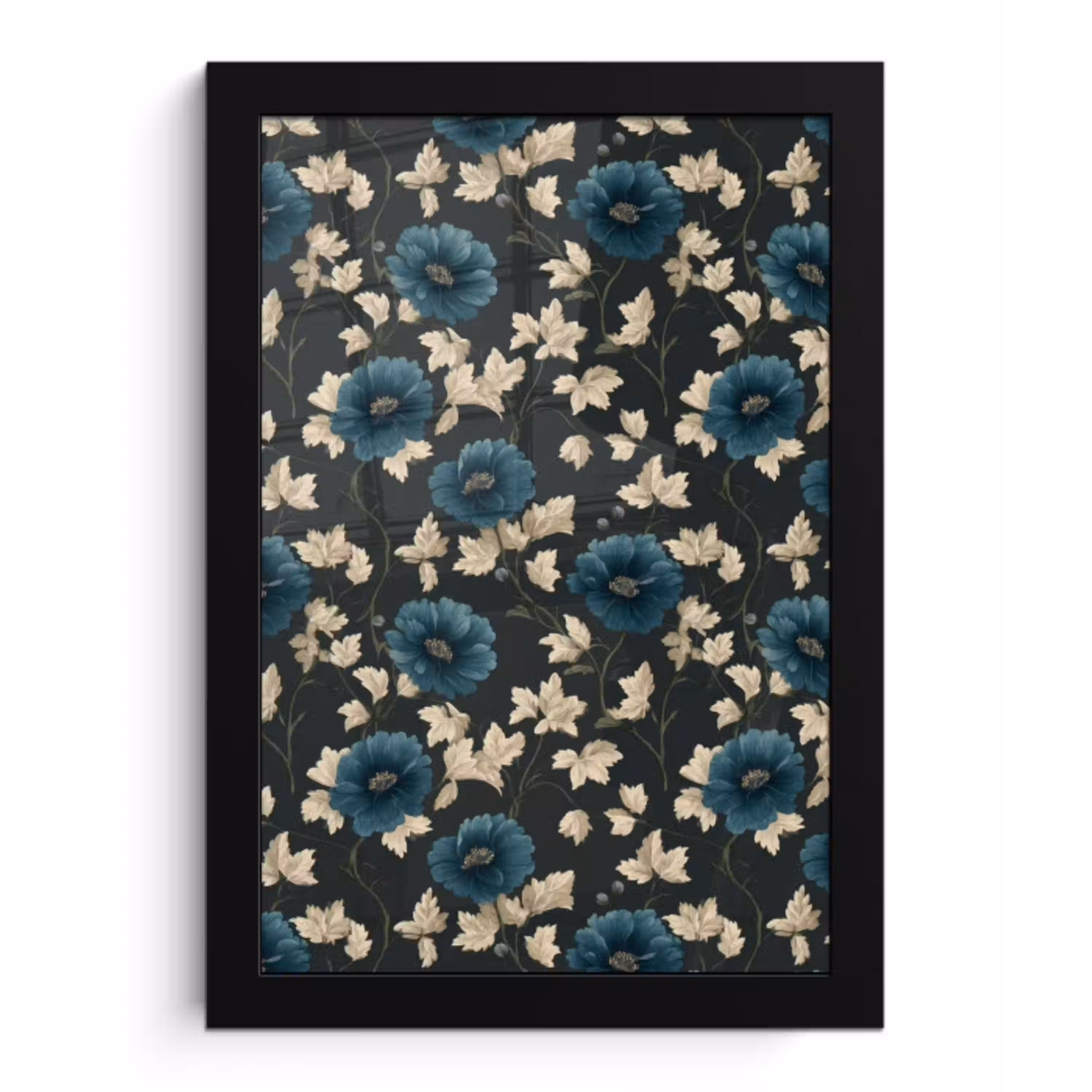 Botanisch - Bloemen - Blauw fotolijst zwart zonder passe partout klein 224 -3d