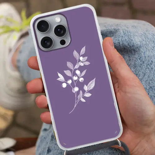 Tak - Sierlijk - Bladeren - Minimalistisch Hoesje iPhone 16 Pro Max met koord klein -sfeer3