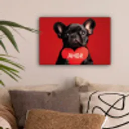 Amor - Hond  - Hartje - Rood canvas 2cm klein -sfeer1