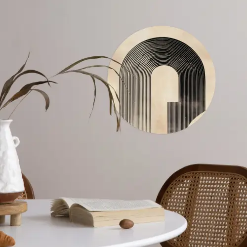 Boog -  Strepen - Minimalistisch - Zwart Wandcirkel behangsticker klein -sfeer3