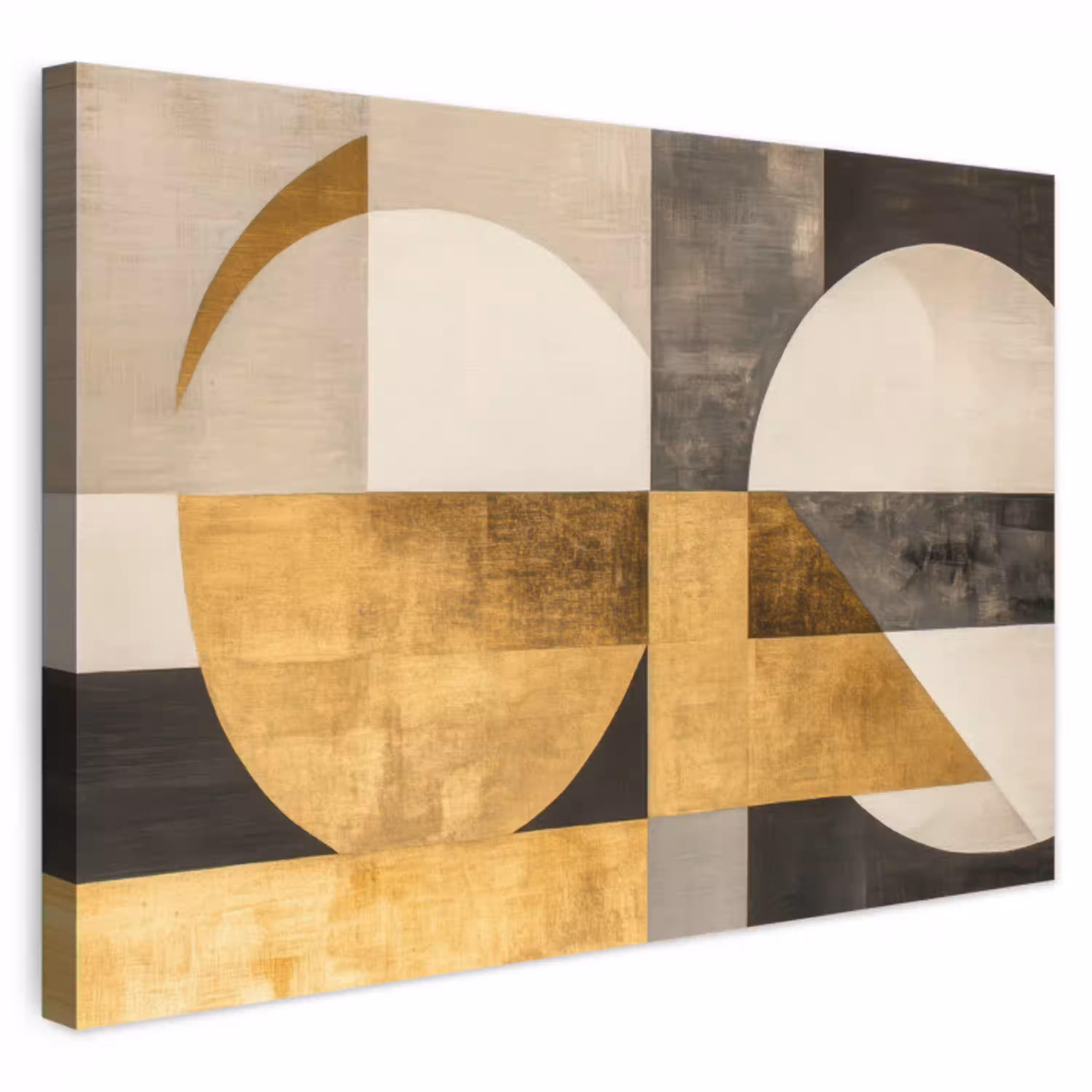 Abstract - Goud - Grijs - Vormen - Geometrisch canvas 2cm klein -3d