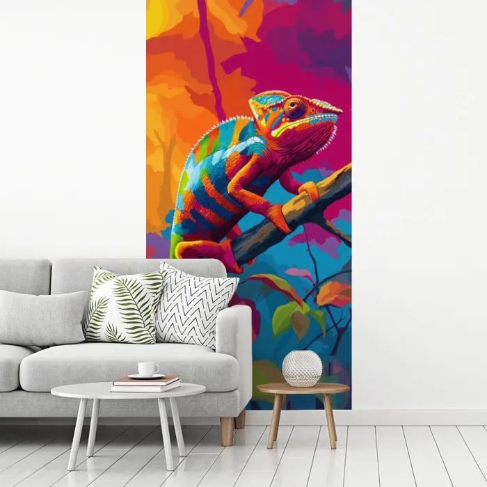 Kameleon - Tak - Gestreept - Bladeren fotobehang vinyl groot -woonkamer