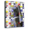 Mondriaan - Meisje met de parel - Collage Textielframe zwart klein -3d