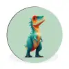 Cartoon - Dino - Oranje - Stekels Wandcirkel aluminium klein -3d