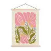 Bloemen - Bladeren - Abstract - Roze textielposter latten blank klein -3d