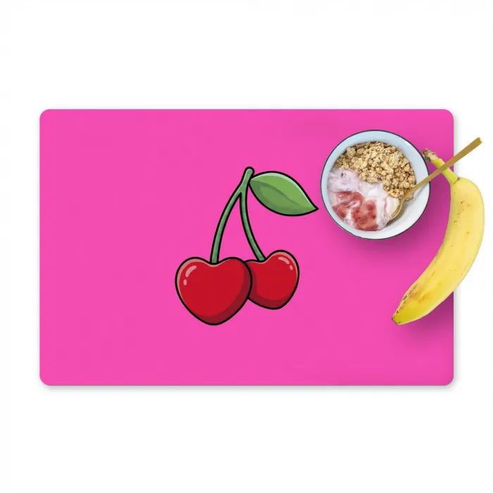 Kers - Roze - Fruit Placemat vinyl groot -zzzproduct_Kitchenyeah-website