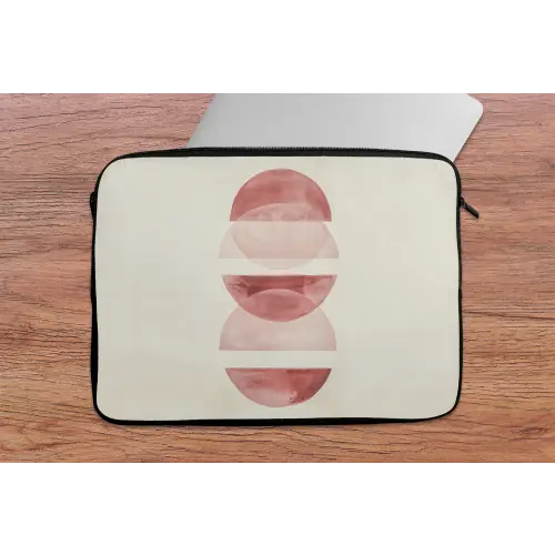 Minimalistisch - Cirkels - Roze laptophoes neopreen klein -tafel