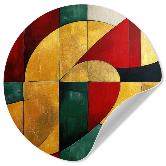 Abstract - Kerst - Goud - Rood - Groen Wandcirkel behangsticker klein -3d