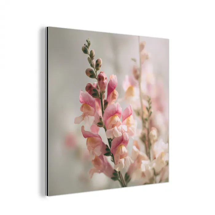 Bloem - Leeuwenbek - Roze - Stengel aluminium wit klein -3d