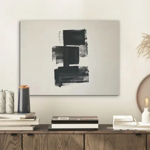 Rechthoeken - Penseelstreken - Abstract - Zwart PET vilt klein -sfeer1