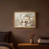 Vaas - Bloemen - Kunst - Goud Light Box met batterij (Wandlamp) middel -sfeer4