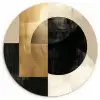 Abstract - Goud - Zwart - Kunst Wandcirkel kunststof plaat 5mm dik klein -3d