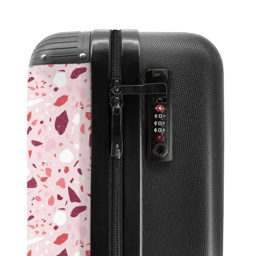 Terrazzo patroon roze NBS - Handbagage koffer - Volwassenen Unisex middel -slot