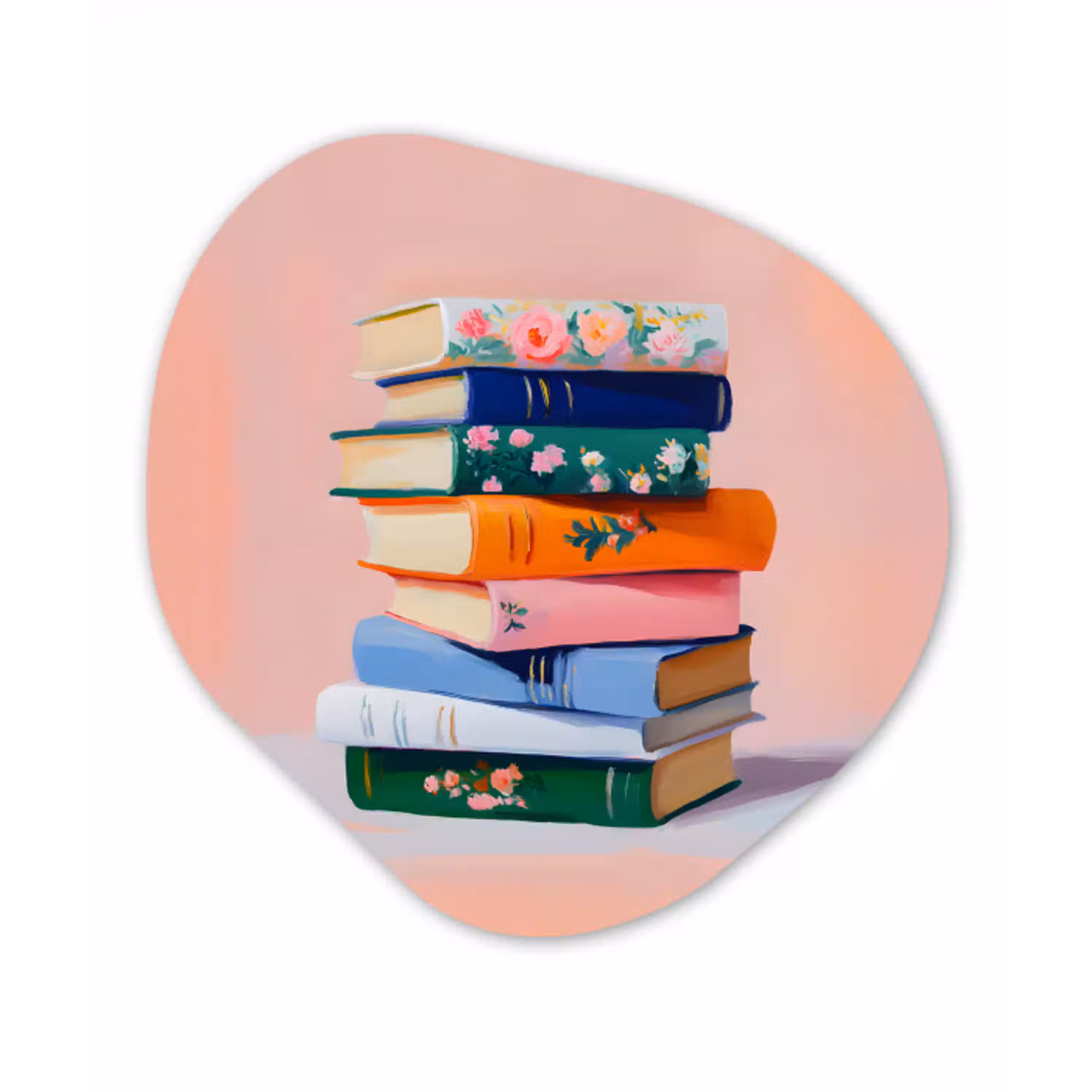 Boeken - Stapel - Kleurrijk Wandcirkel Organisch Forex 3mm klein -3d