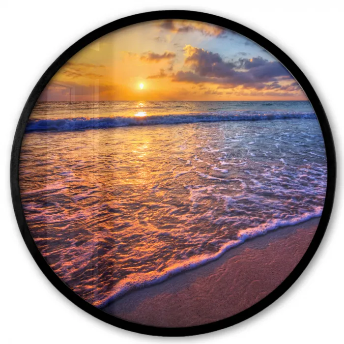 Zee - Strand - Zonsondergang - Wolken - Horizon Fotolijst rond zonder passe partout klein -3d