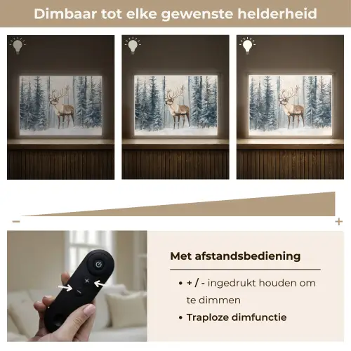 Rendier - Sneeuw - Woud - Wit Light Box met batterij (Wandlamp) middel -USP_dimbaarNL