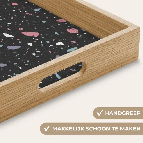 Terrazzo - Patroon - Zwart - Zacht Dienblad Rechthoek middel 911 -USP_HandgreepNL