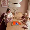 Luipaarden - Stippen - Oranje Dienblad Rechthoek middel -sfeer4