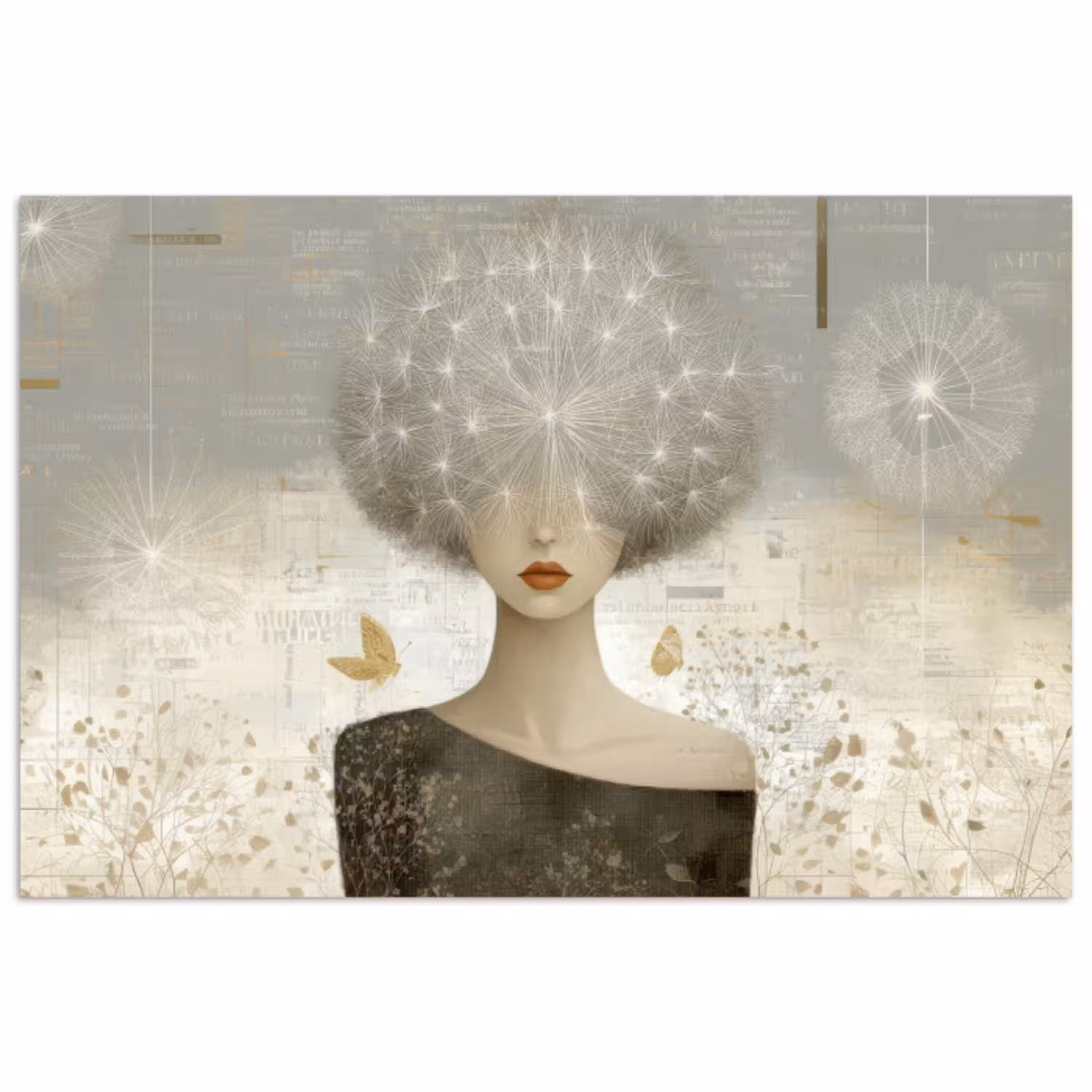 Pluis - Vrouw - Beige poster papier klein -3d