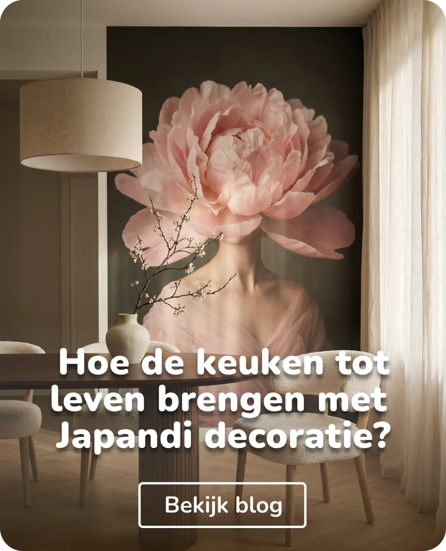 japandi behang in japandi eetkamer