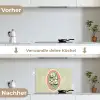 Bloemen - Illustratie - Geruit - Groen keuken achterwand spatscherm klein -voor_na_DE