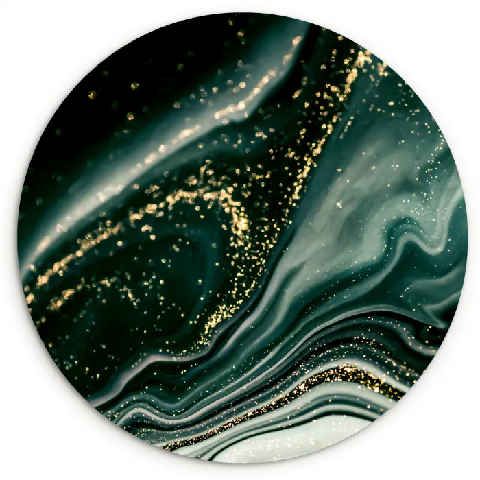 Marmerlook - Goud - Groen - Glitter - Design - Marmer Wandcirkel kunststof plaat 5mm dik klein -3d