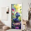 Dino - Paars - Baby - Dinosaurus deurposter klein -sfeer6