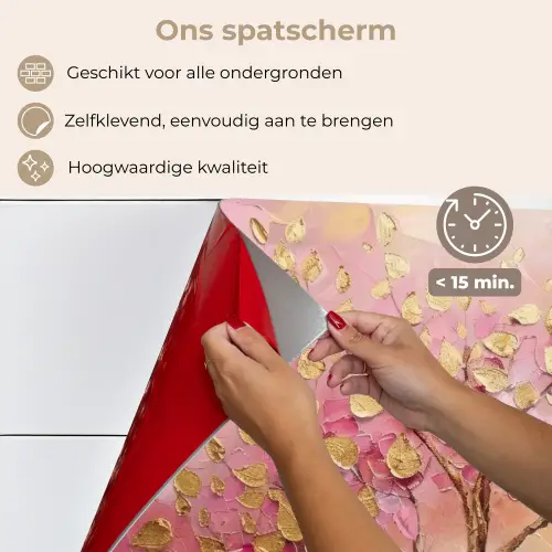Boom - Roze - Goud - Modern keuken achterwand spatscherm klein -spatscherm_NL