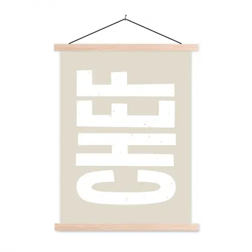Wit - Chef - Decoratie - Japandi textielposter latten blank klein -3d