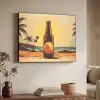 Bierfles - Zonsondergang - Palmbomen - Zee Textielframe - compleet frame klein -sfeer3